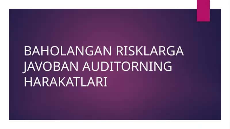 BAHOLANGAN RISKLARGA JAVOBAN AUDITORNING HARAKATLARI 1