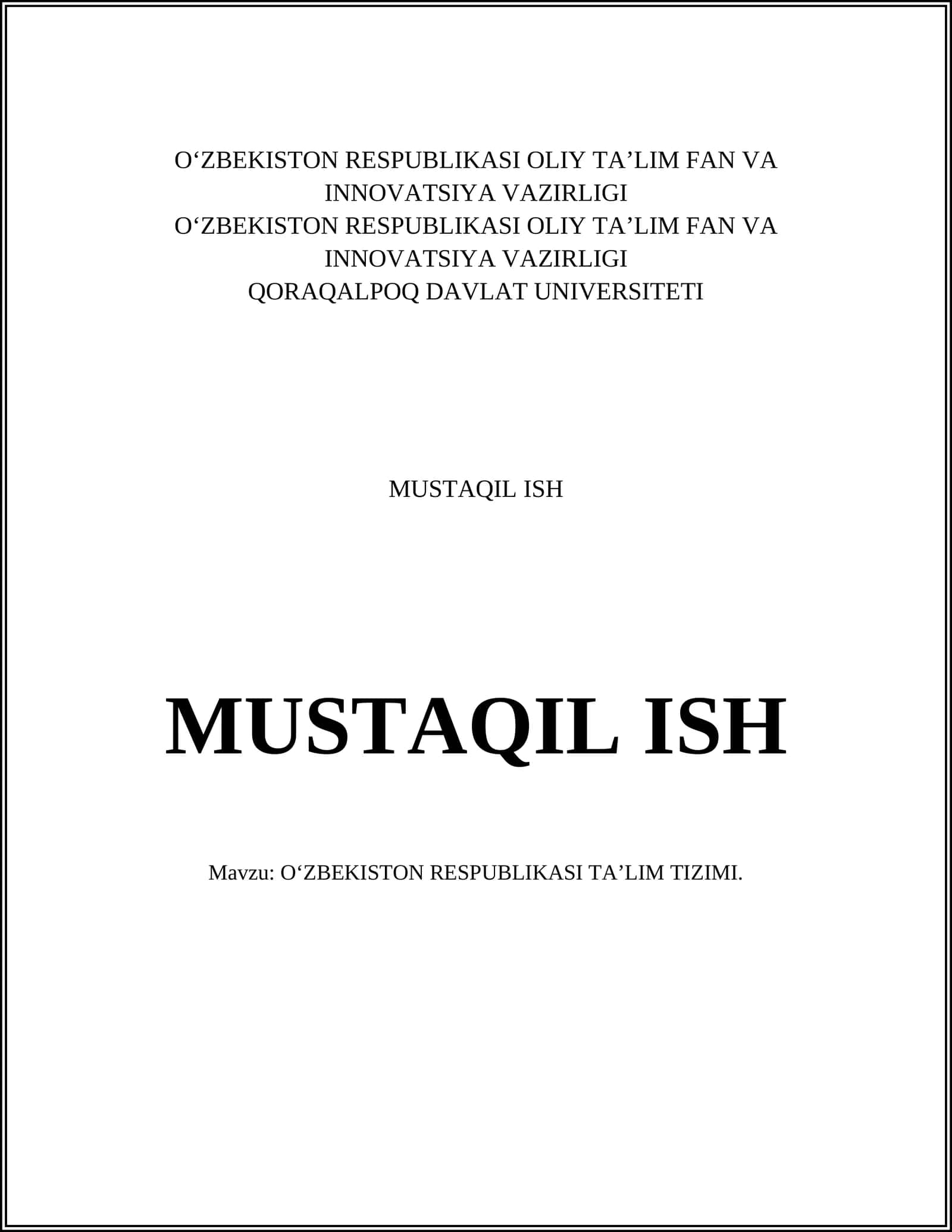 O‘zbekiston Respublikasi Ta’lim Tizimi 1