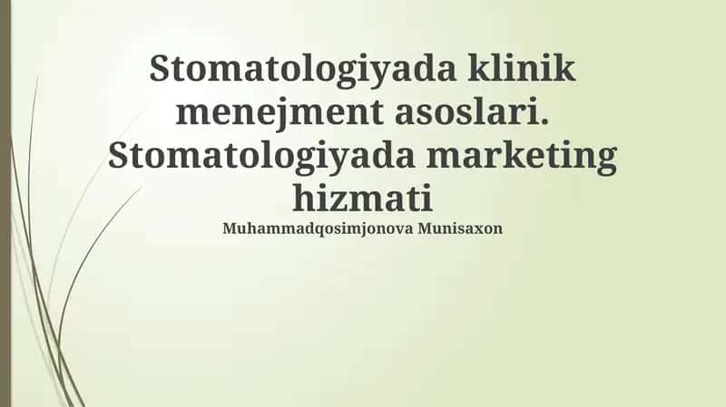 Stomatologiyada klinik menejment asoslari 1