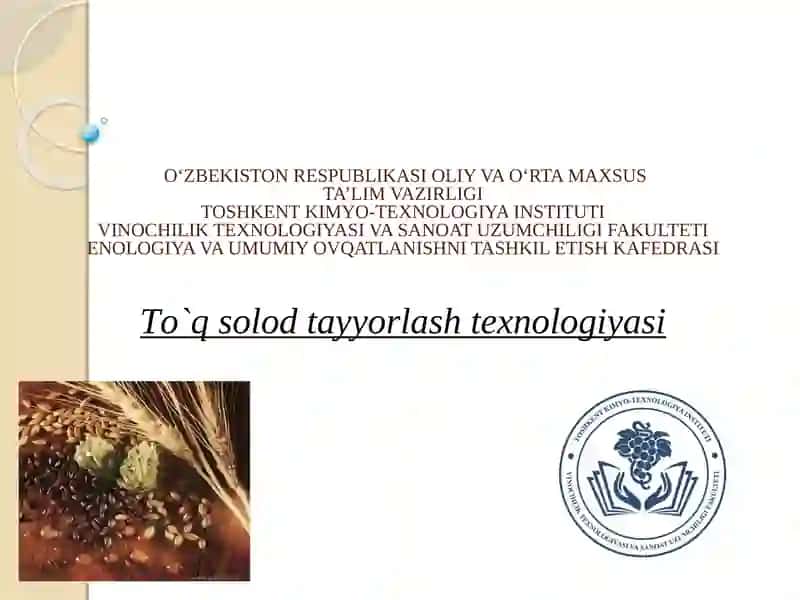 To`qsolod tayyorlash texnologiyasi