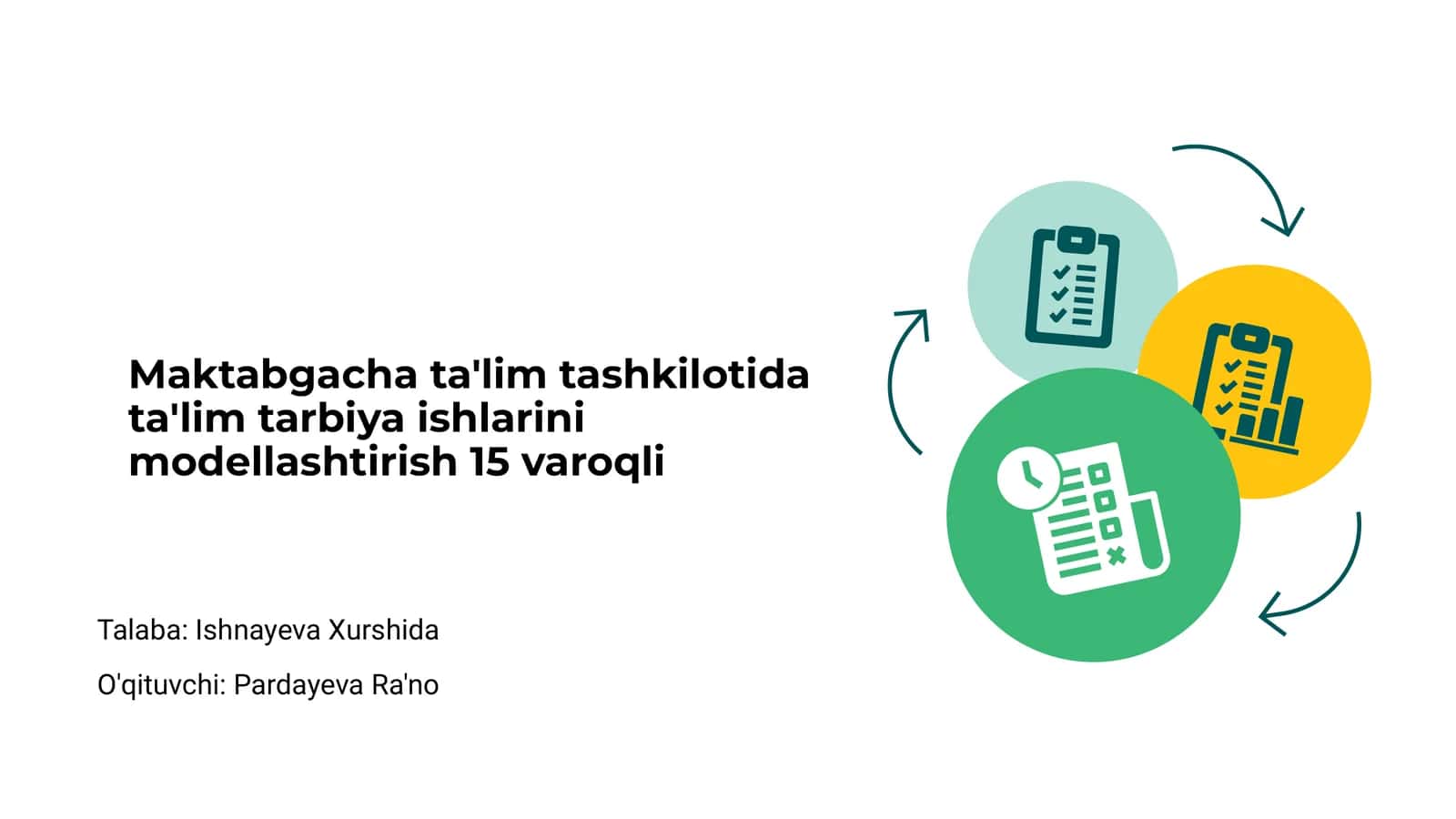 Maktabgacha ta'lim tashkilotida ta'lim tarbiya ishlarini modellashtirish 15 varoqli 1