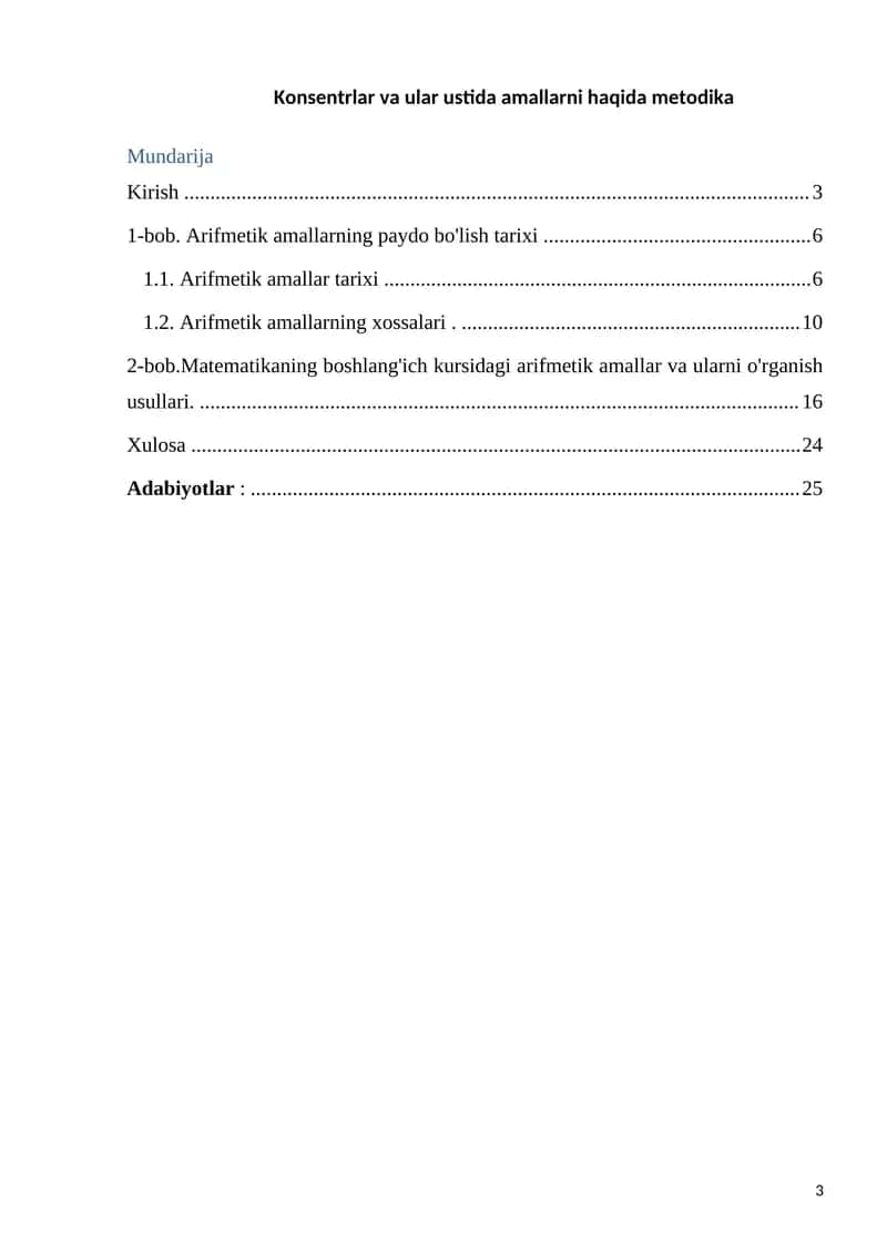 Matematika Boshlang'ich Kurs 1