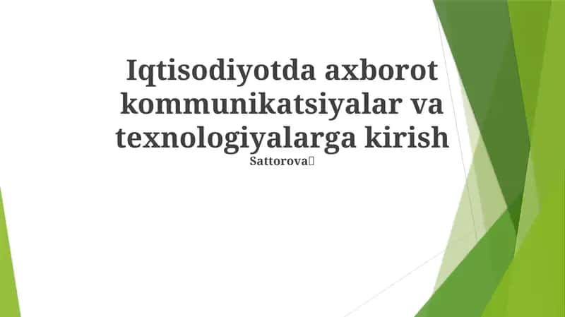 Axborot-kommunikatsiya texnologiyalarining qo'llanilishi va unumdorlikning oshishi 1