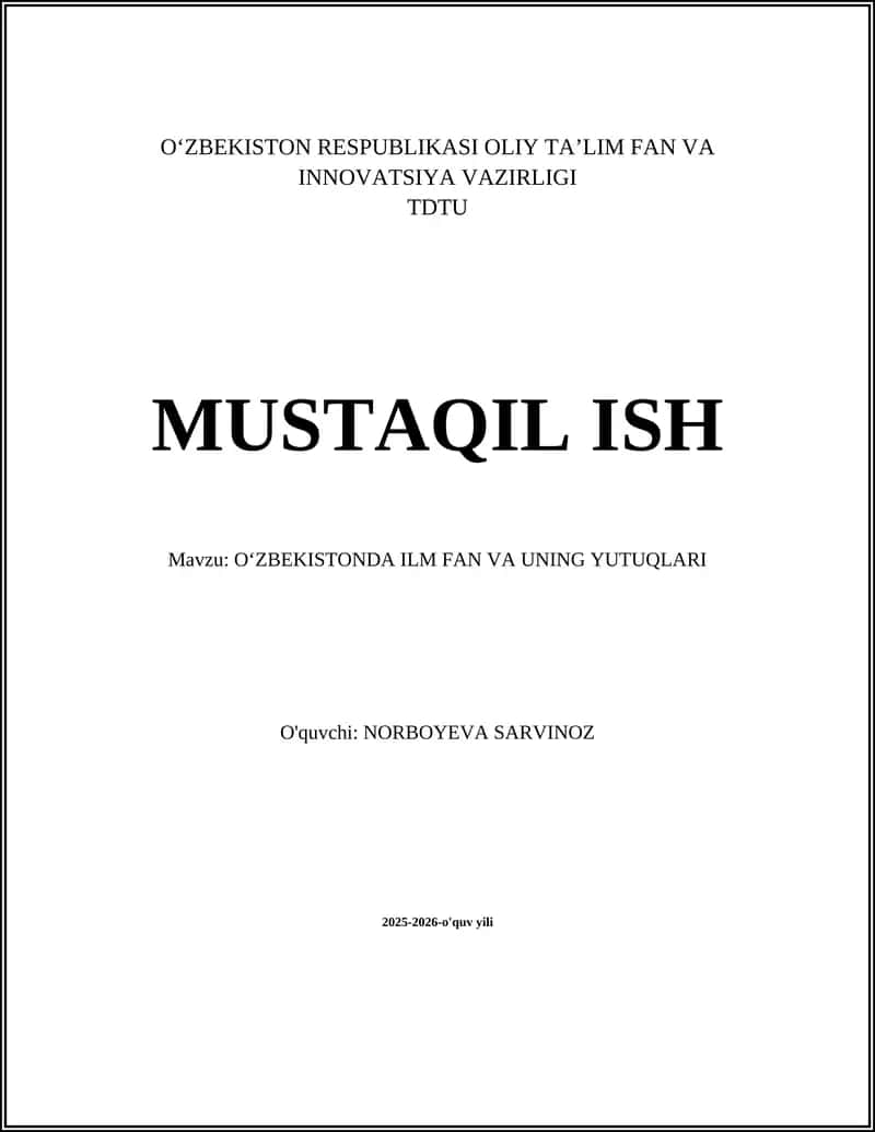 OʻZBEKISTONDA ILM FAN VA UNING YUTUQLARI 1