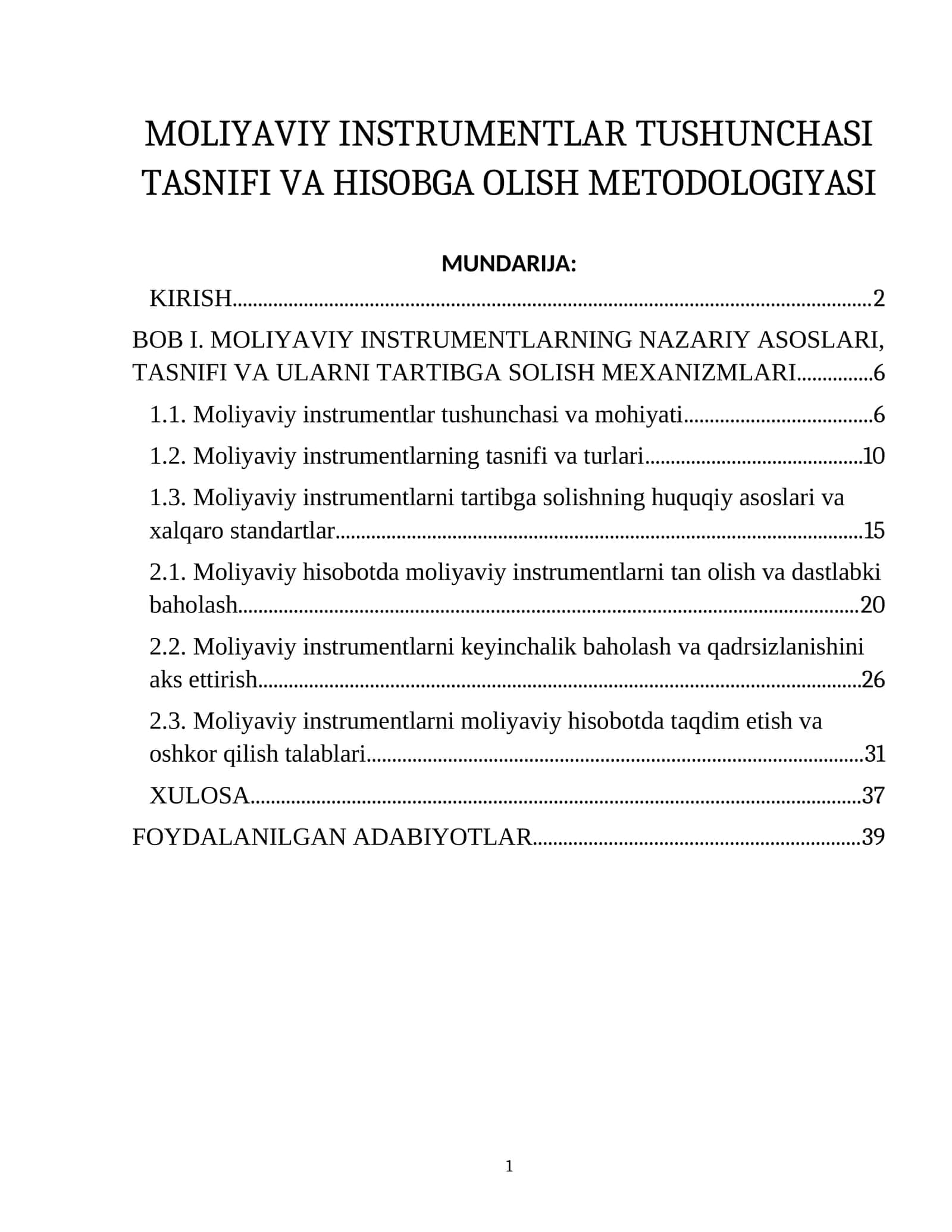 MOLIYAVIY INSTRUMENTLAR TUSHUNCHASI TASNIFI VA HISOBGA OLISH METODOLOGIYASI 1