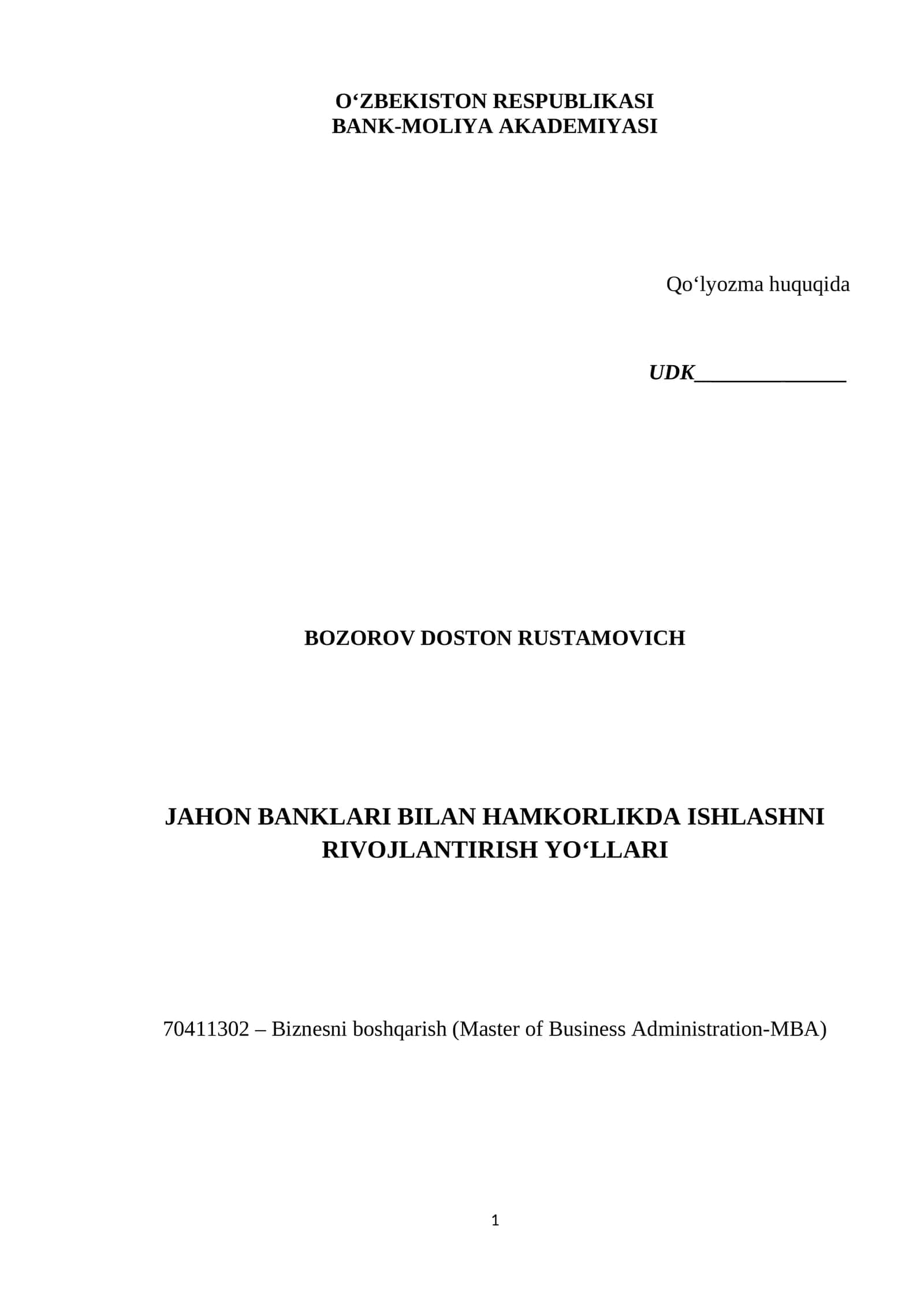 Jahon Banklari Bilan Hamkorlikda Ishlashni Rivojlantirish Yo'llari 1