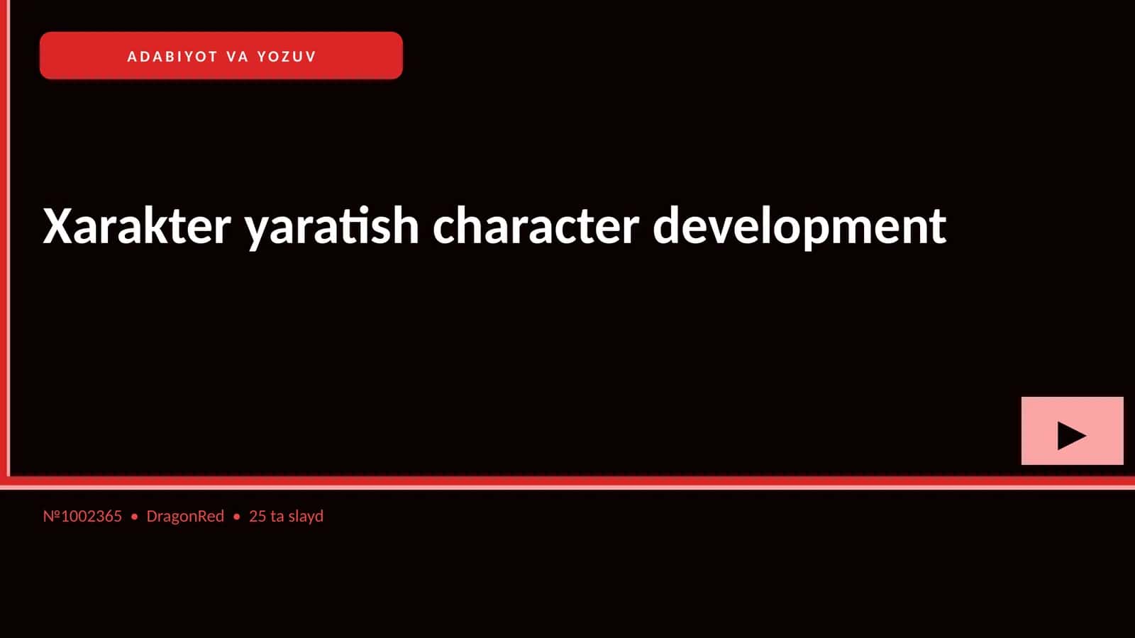 Xarakter yaratish character development 1
