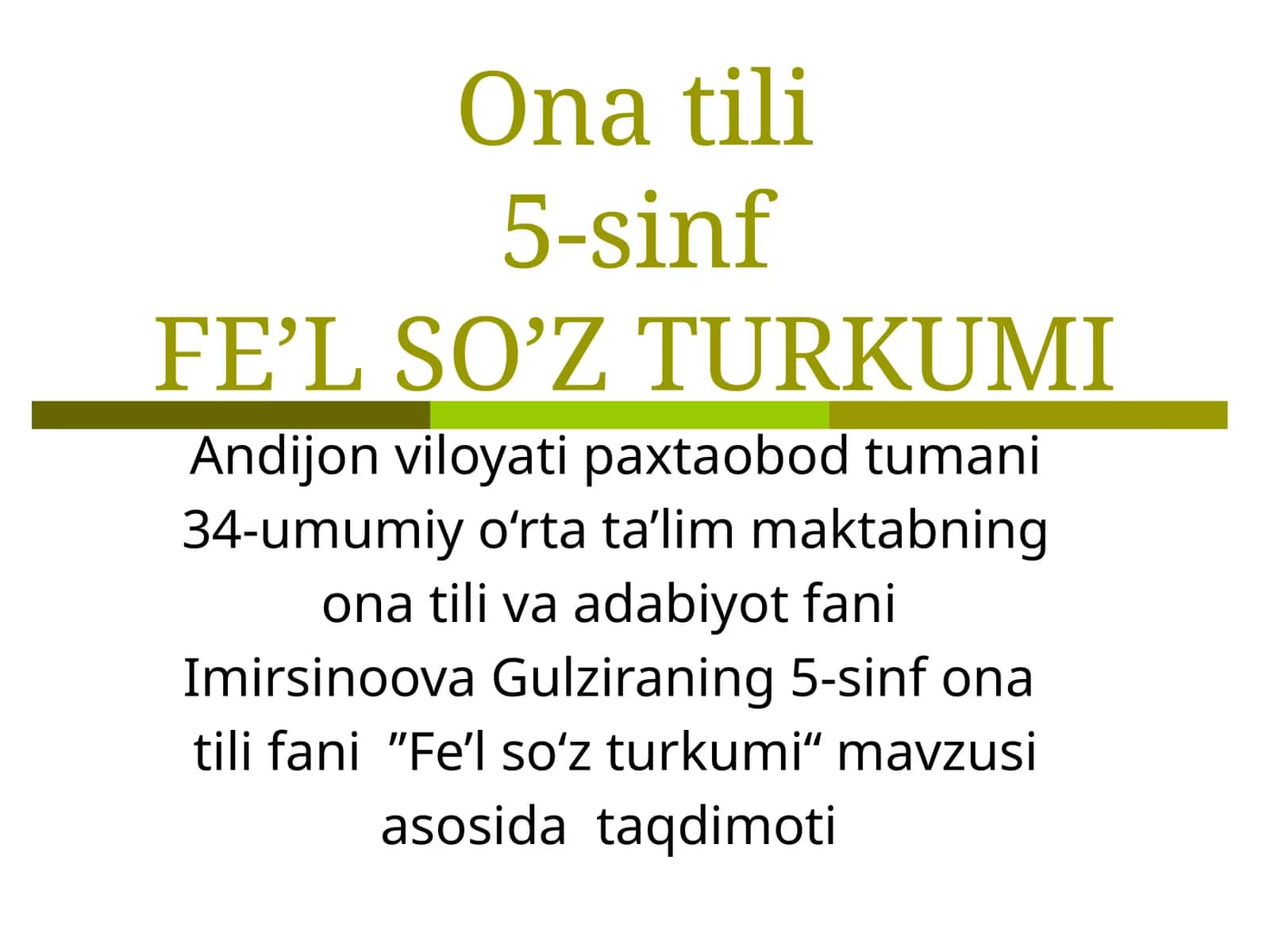 Fe'l So'z Turkumi 1