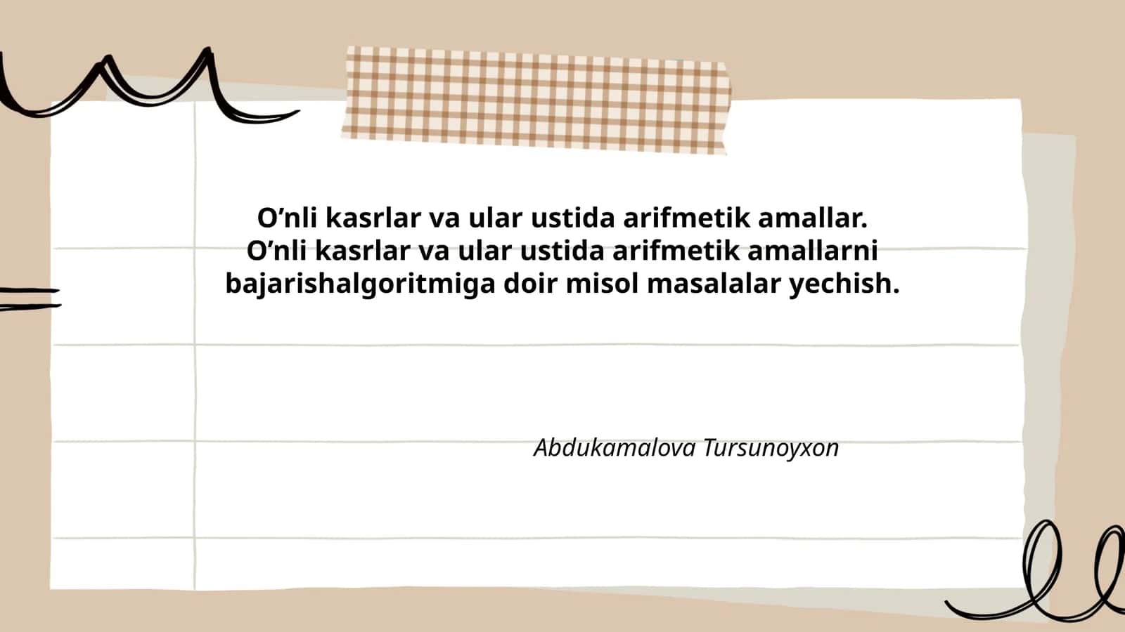 O’nli kasrlar va ular ustida arifmetik amallar 1
