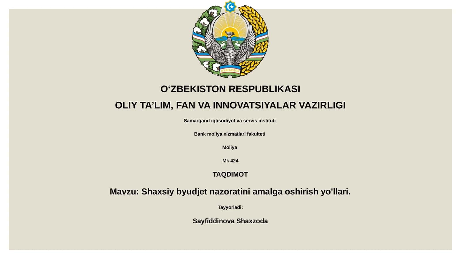 Shaxsiy byudjet nazoratini amalga oshirish yo'llari 1