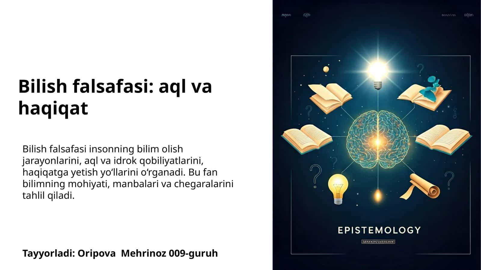 Bilish falsafasi: aql va haqiqat 1