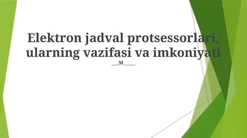 Elektron jadval protsessorlari, ularning vazifasi va imkoniyati 1