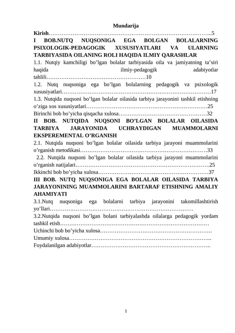 Nutq nuqsoniga ega bolalar oilasida tarbiya jarayonining muammolari 1