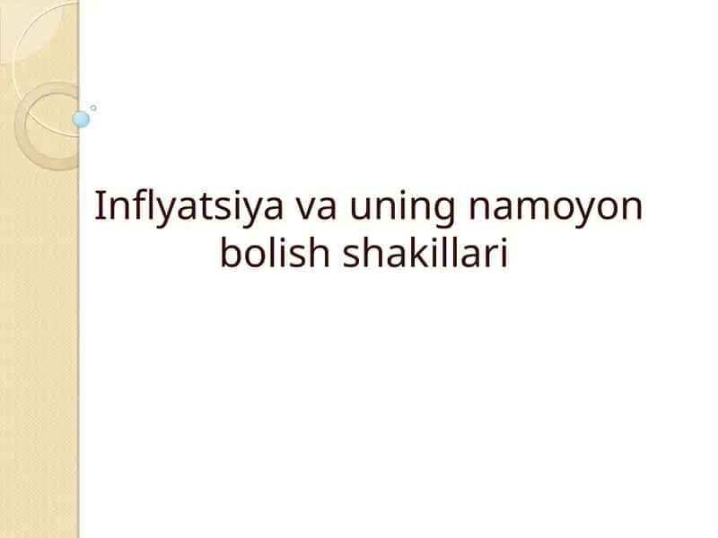 Inflatsiya va uning namoyon bolish shakillari 1