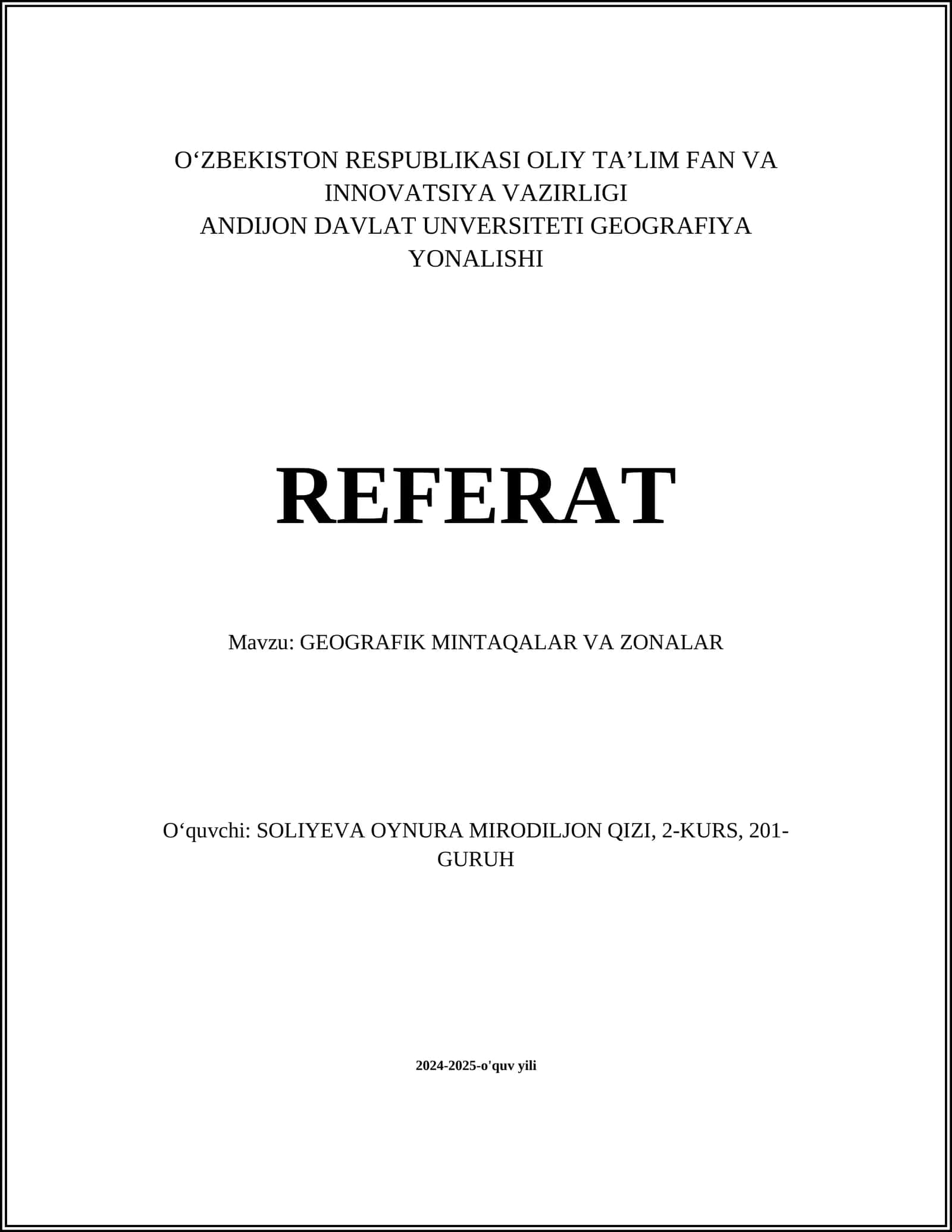 GEOGRAFIK MINTAQALAR VA ZONALAR 1