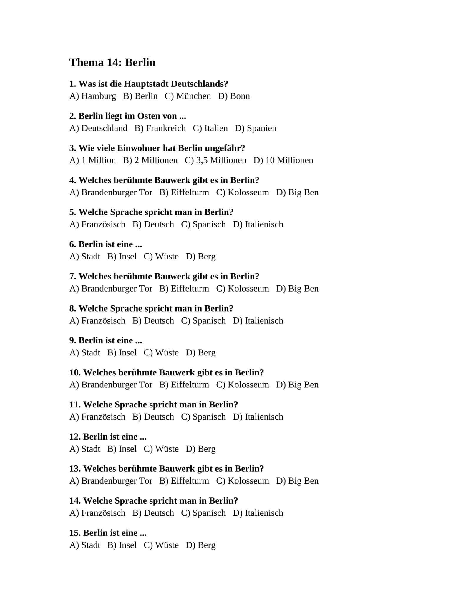 Nemis tilidan mustaqil talim uchun testlar 90 ta (Berlin sport Unsere Uni) 1