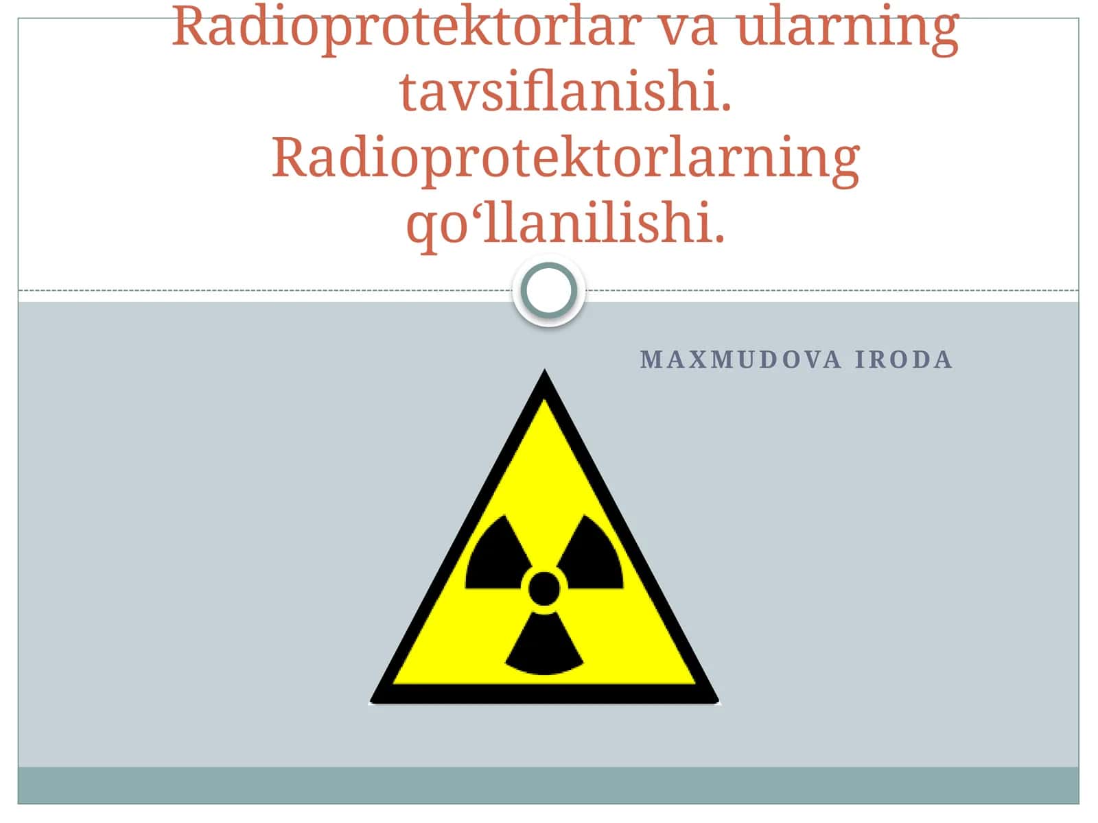 Radioprotektorlar va ularning tavsiflanishi. Radioprotektorlarning qo‘llanilishi 1