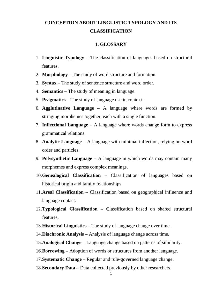 CONCEPTION ABOUT LINGUISTIC TYPOLOGY AND ITS CLASSIFICATION 1