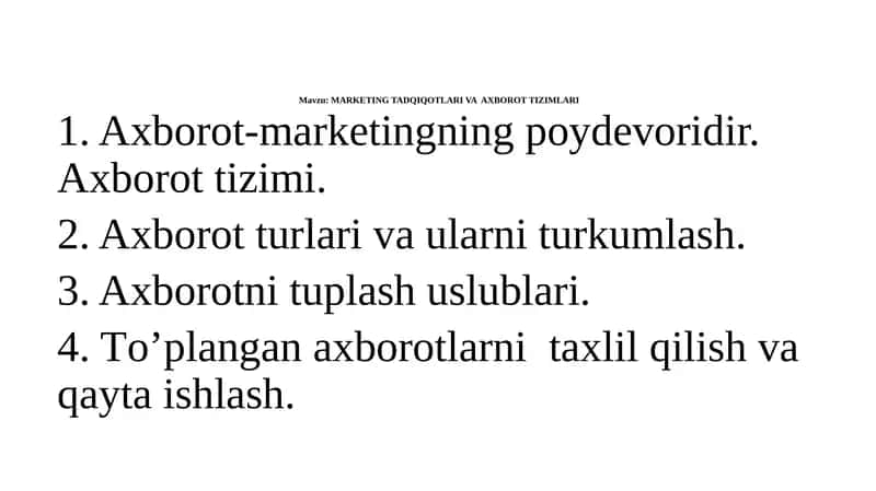 MARKETING TADQIQOTLARI VA AXBOROT TIZIMLARI 1