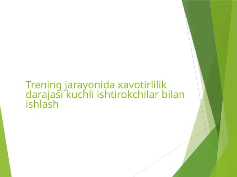 Ta`lim jarayoni daxvotirlilik darajasi kuchli ishtirokchilar bilan islash 1