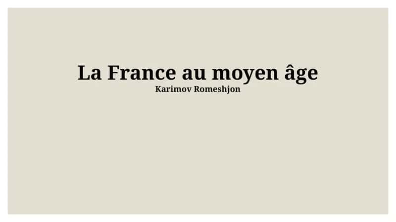 La France au moyen âge 1