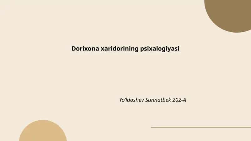 Dorixona xaridorining psixalogiyasi 1