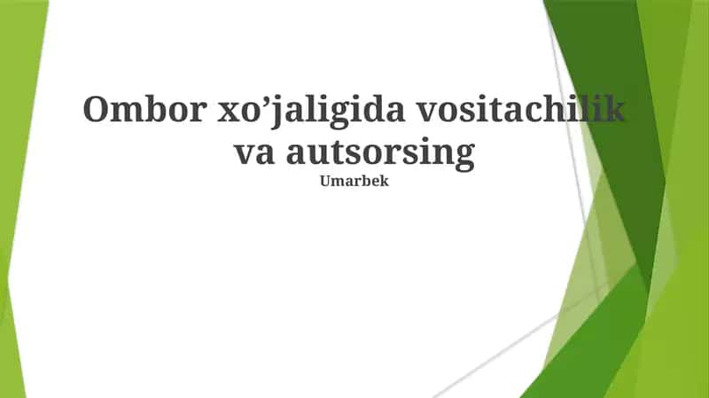 Vositachilik va autsorsing 1