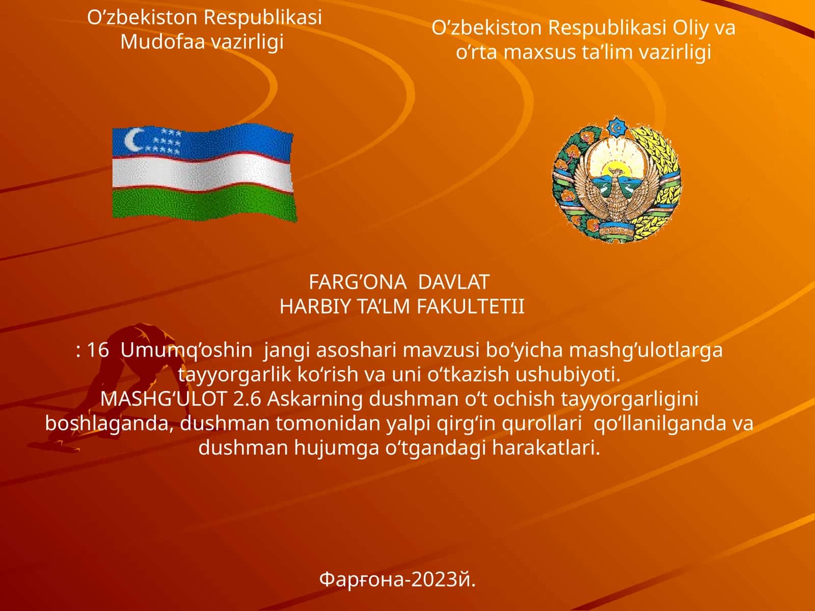 16Umumq’oshin jangi asoshari mavzusi bo‘yicha mashg’ulotlarga tayyorgarlik 1