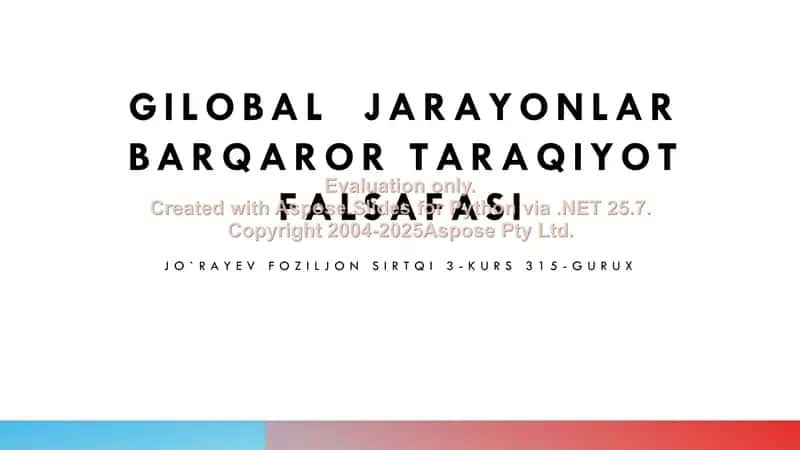Global jarayonlar va barqarorlik falsafasi 1