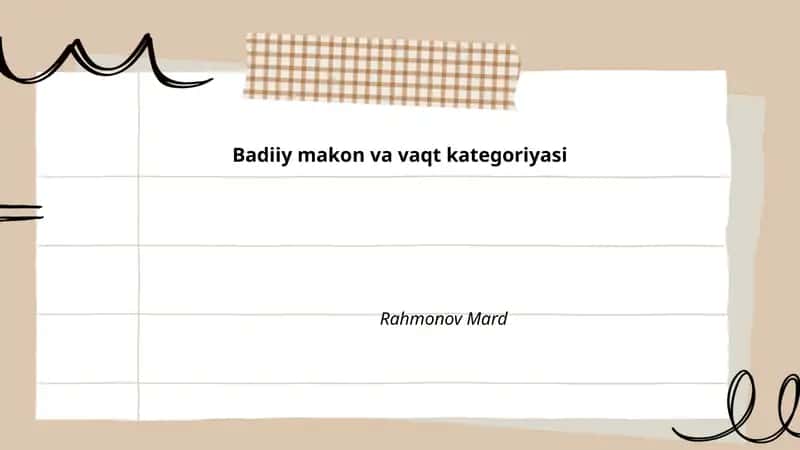 Badiiy makon va vaqt kategoriyasi 1