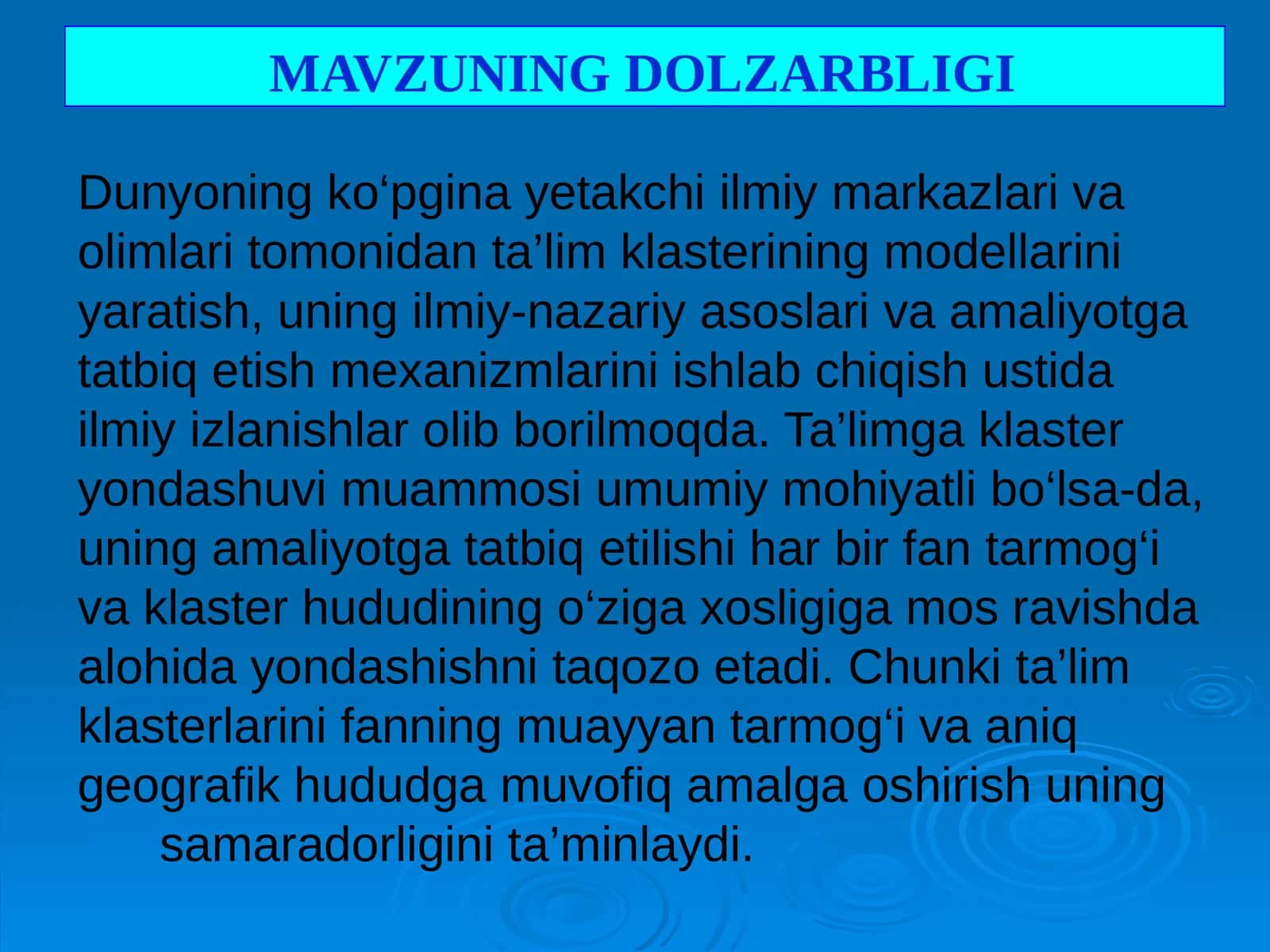 Ta'lim Klasteryolari 1