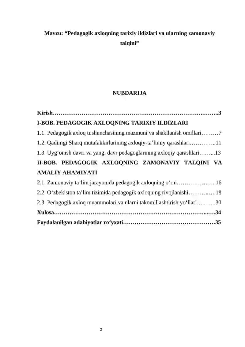 Mavzu: “Pedagogik axloqning tarixiy ildizlari va ularning zamonaviy