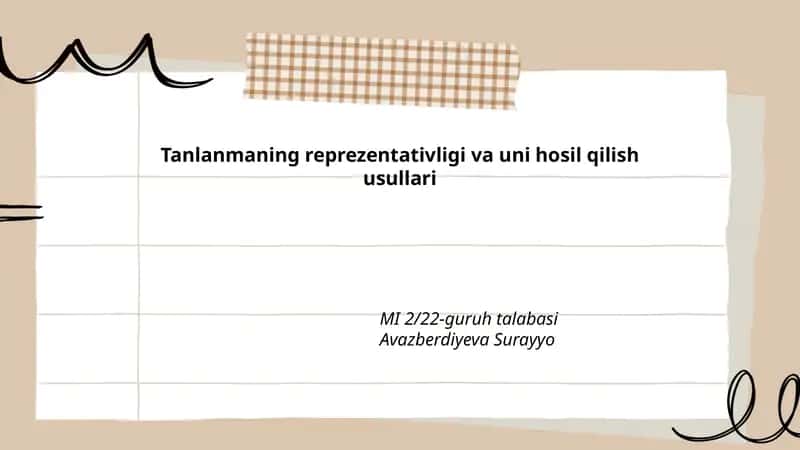 Tanlanmaning reprezentativligi va uni hosil qilish usullari 1