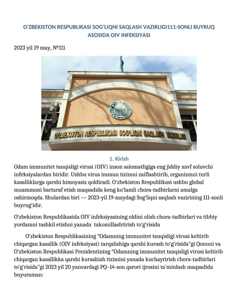 111-SONLI BUYRUQ ASOSIDA OIV INFEKSIYASI 1