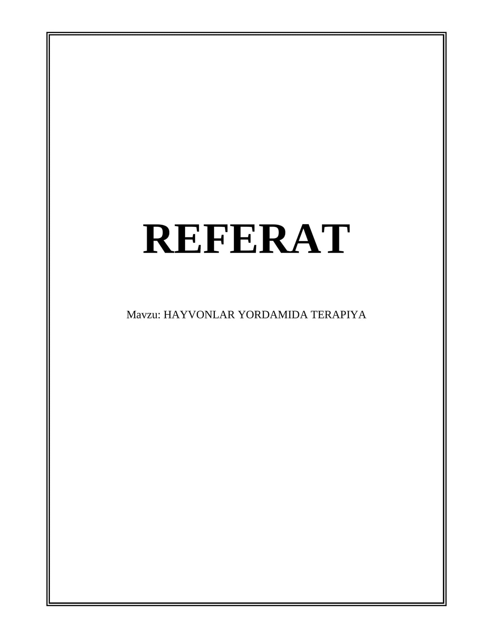 HAYVONLAR YORDAMIDA TERAPIYA 1