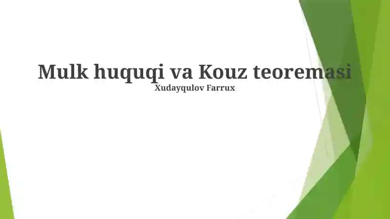 Mulkiy Huquqlarning Asosiy Tushunchalari