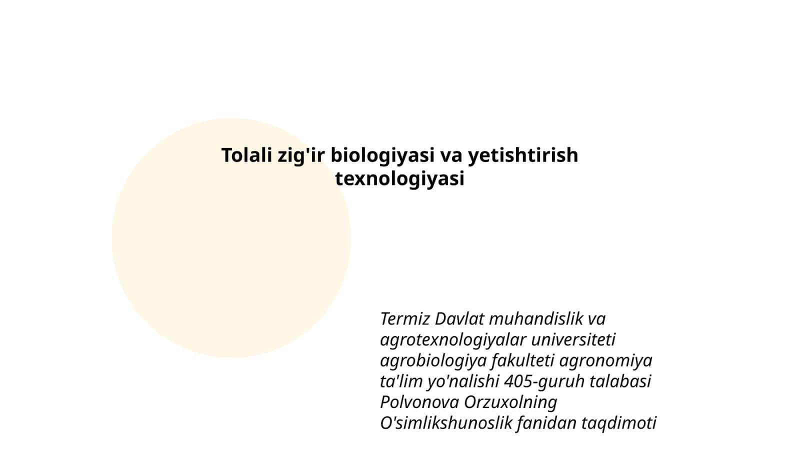 Tolali zig'ir biologiyasi va yetishtirish texnologiyasi 1