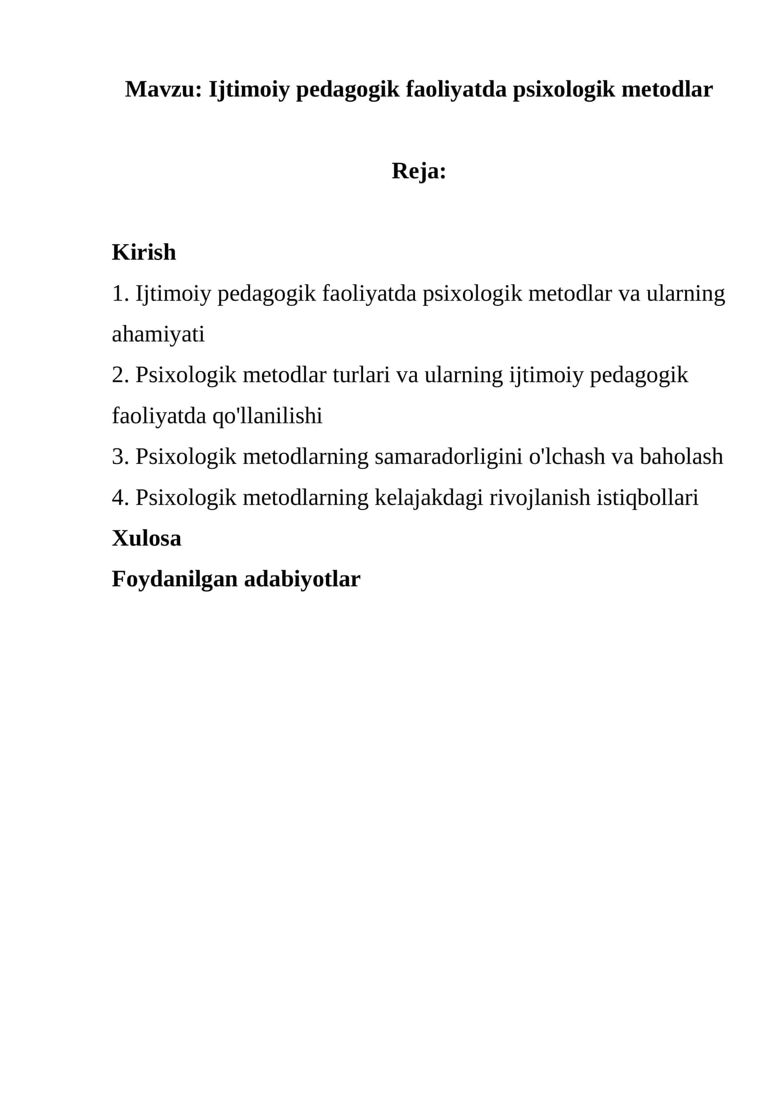 Ijtimoiy pedagogik faoliyatda psixologik metodlar 1