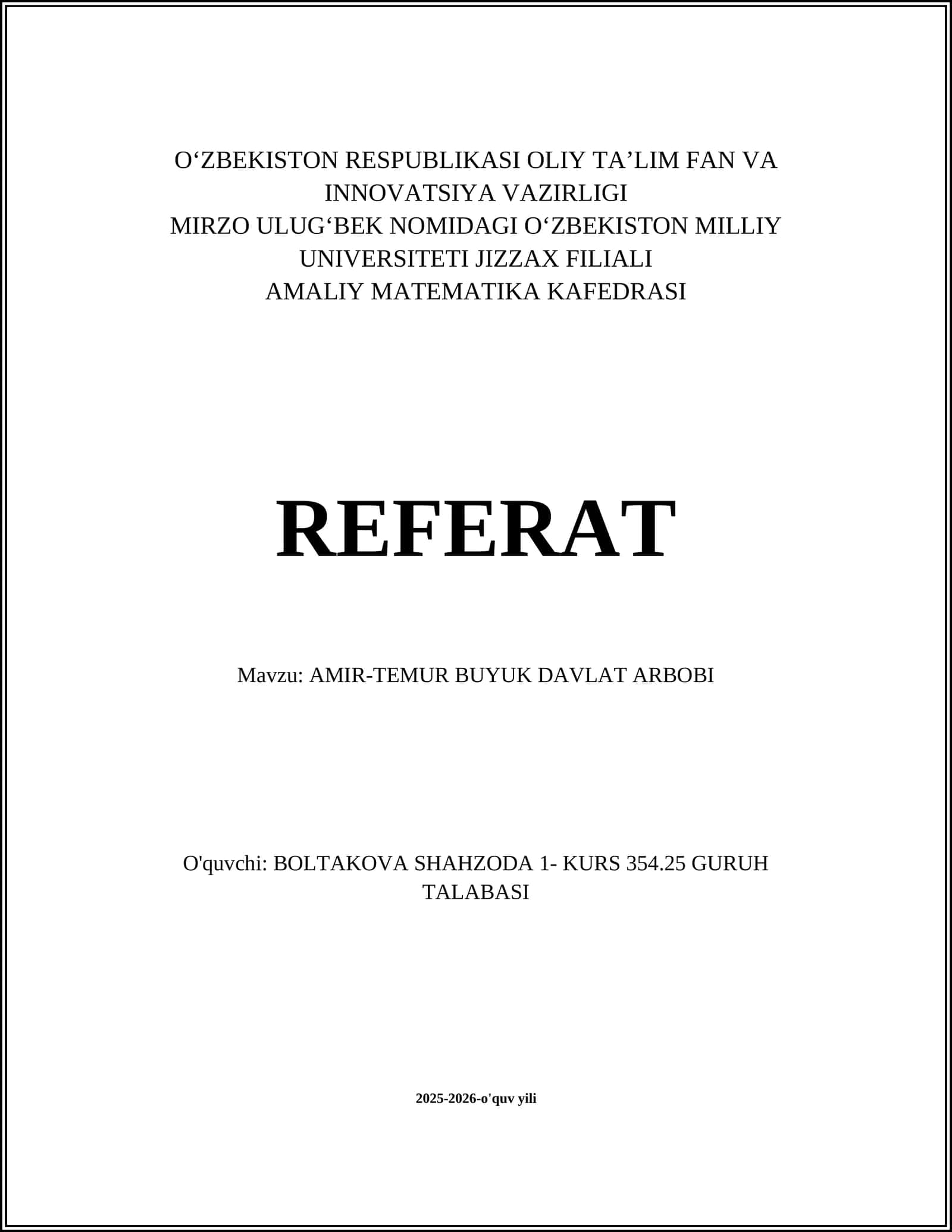 AMIR-TEMUR BUYUK DAVLAT ARBOBI 1