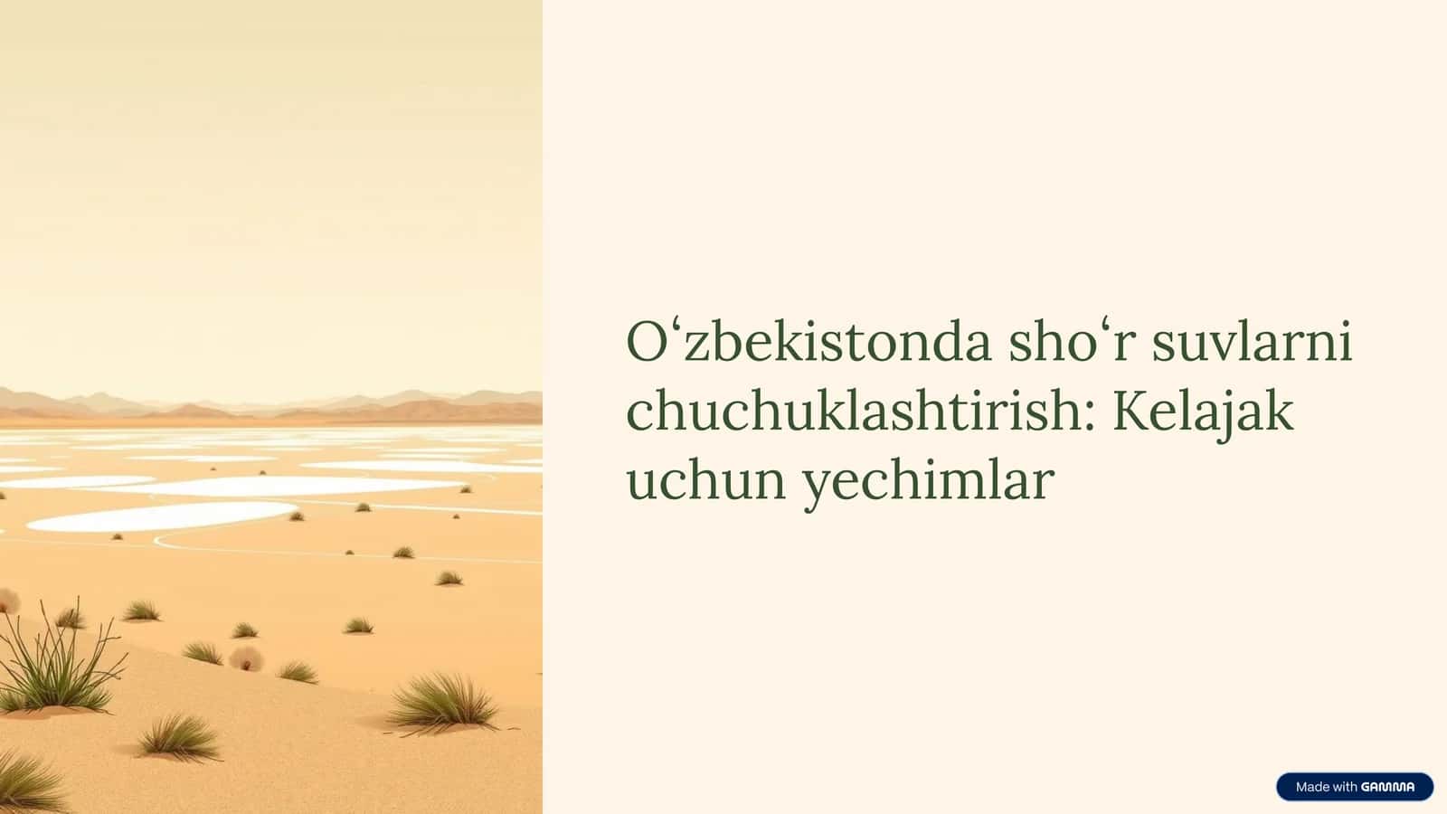 Oʻzbekistonda shoʻr suvlarni chuchuklashtirish: Kelajak uchun yechimlar 1