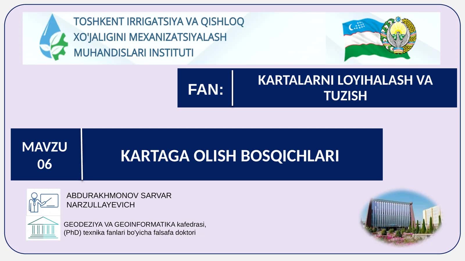 KARTALARNI LOYIHALASH VA TUZISH 1