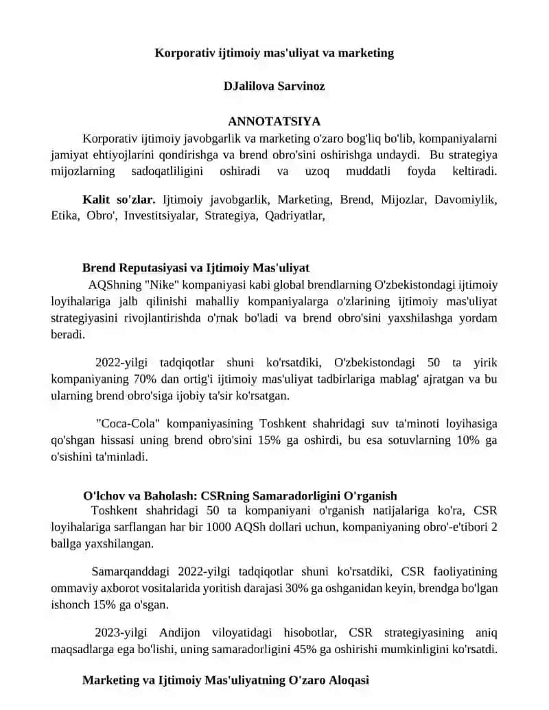 Korporativ ijtimoiy mas'uliyat va marketing