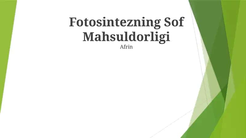 Fotosintezning Sof Mahsuldorligi 1