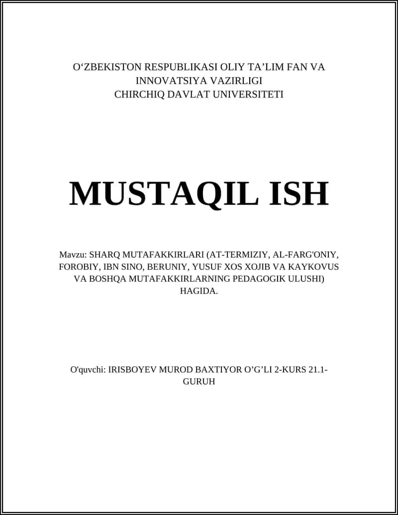SHARQ MUTAFAKKIRLARI 1