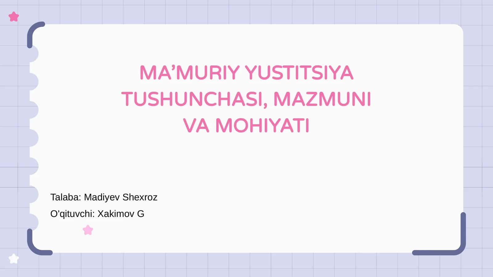 MA’MURIY YUSTITSIYA TUSHUNCHASI, MAZMUNI VA MOHIYATI 1