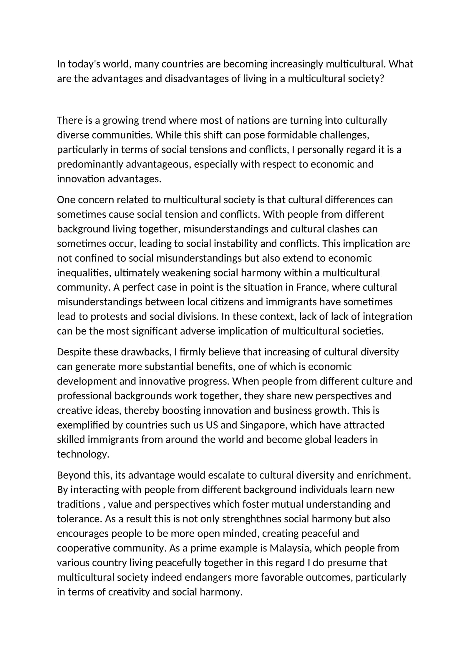 Advantages and Disadvantages of Living in a Multicultural Society 1