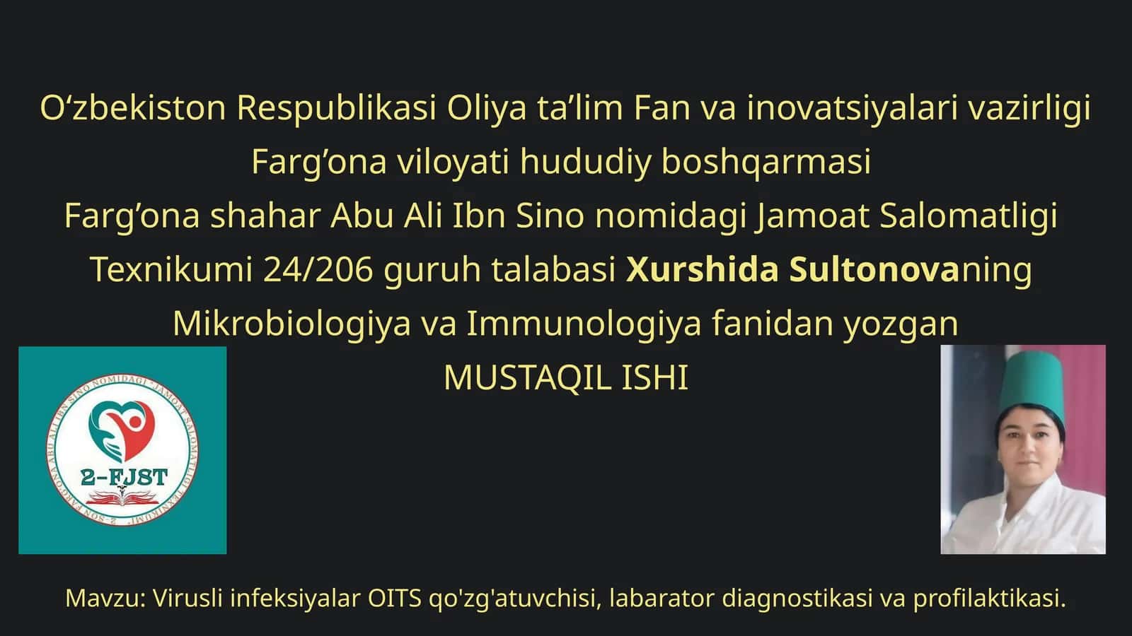 Virusli infeksiyalar OITS qo'zg'atuvchisi, labarator diagnostikasi va profilaktikasi 1