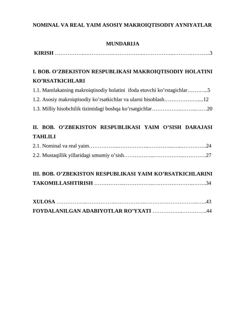 NOMINAL VA REAL YAIM ASOSIY MAKROIQTISODIY AYNIYATLAR 1