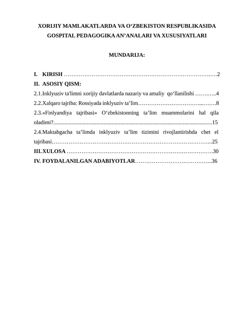 XORIJIY MAMLAKATLARDA VA О‘ZBEKISTON RESPUBLIKASIDA GOSPITAL PEDAGOGIKA AN’ANALARI VA XUSUSIYATLARI 1