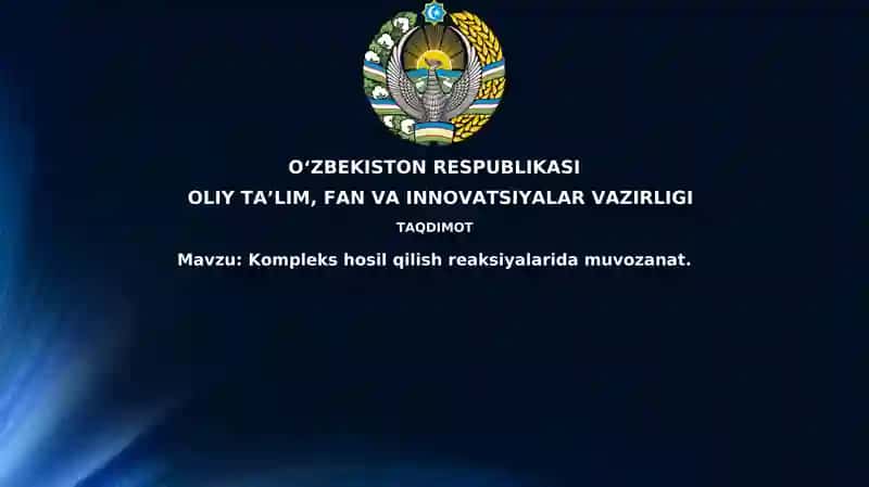 Kompleks hosil bo'lish reaksiyalarida muvozanat